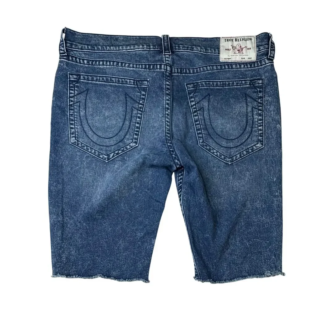 True Religion Ricky Relaxed Straight Fit Blue Jeans Shorts 40 Skater‎ Y2k Casual